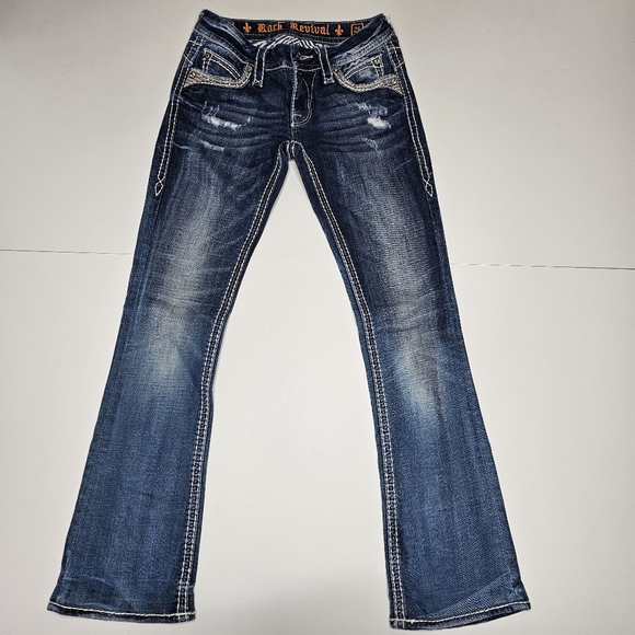 Rock Revival Women's Ellar Blue Slim Boot Cut Jeans - Size 26. - Picture 2 of 16